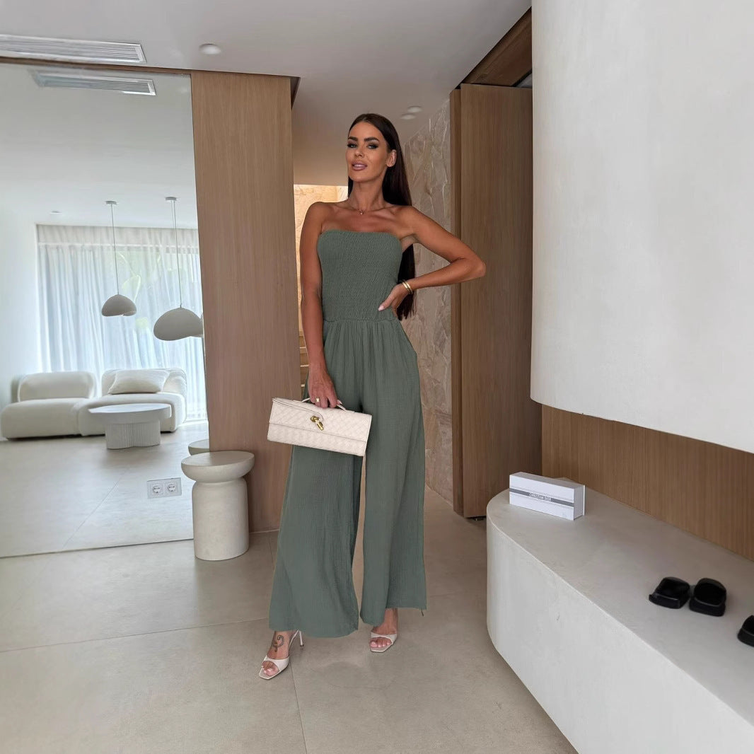 Dame jumpsuit med figursyet silhuet og elastisk overdel Stilla