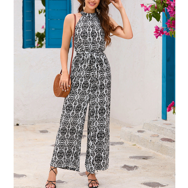 Dame Halter-Neck Jumpsuit med bred ben Design Stilla