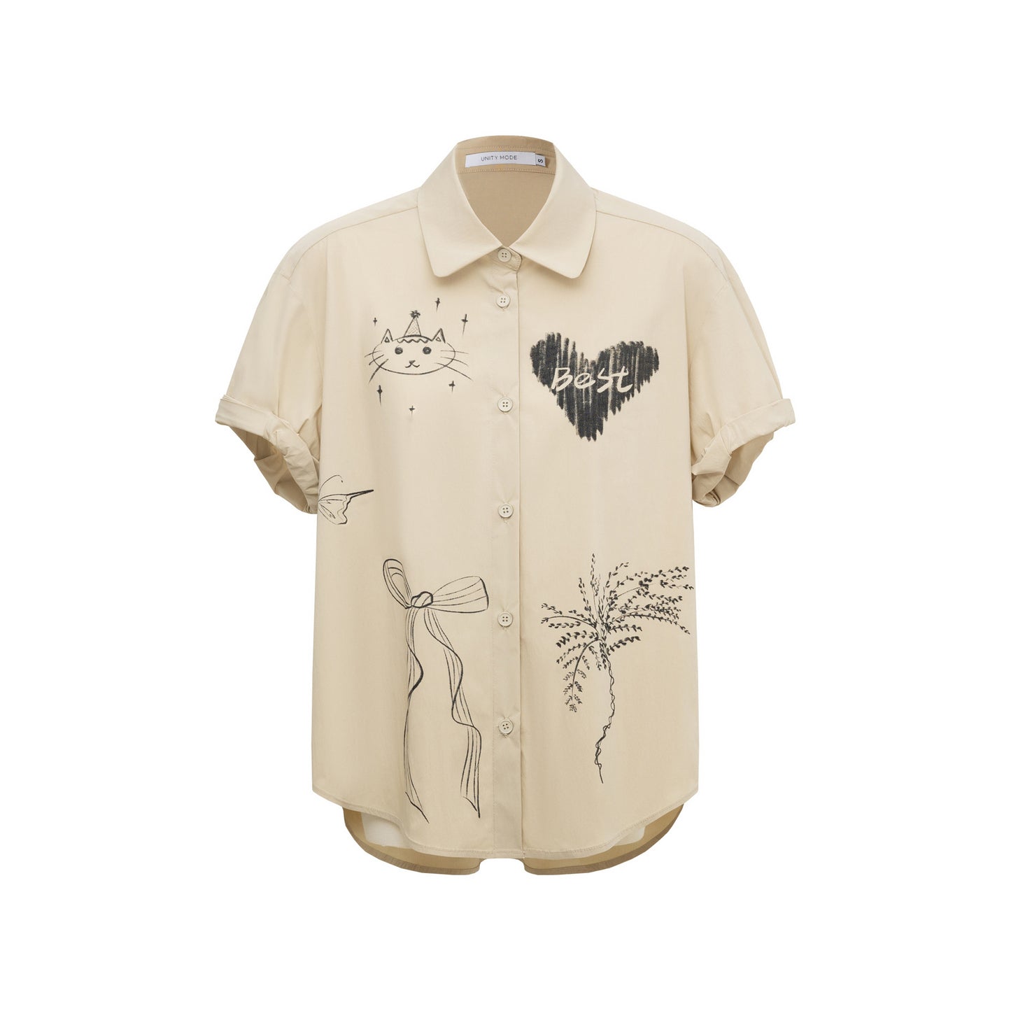 Dame afslappet skjorte med kreative mønstre og dekorative accenter Stilla