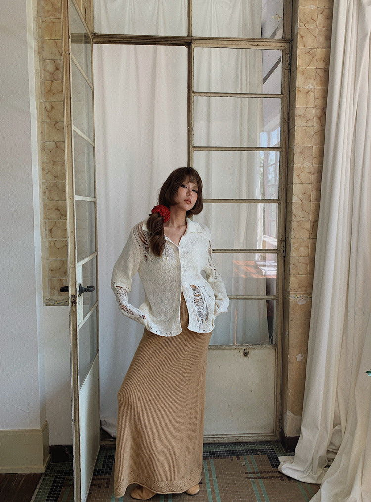 Dame afslappet langærmet bluse med moderigtige frynser og unikke designdetaljer Stilla