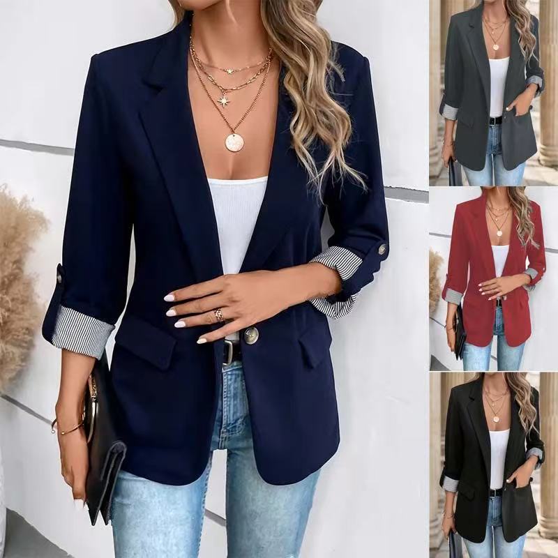 Dame elegant blazer med mode struktur detaljer og lommer Stilla
