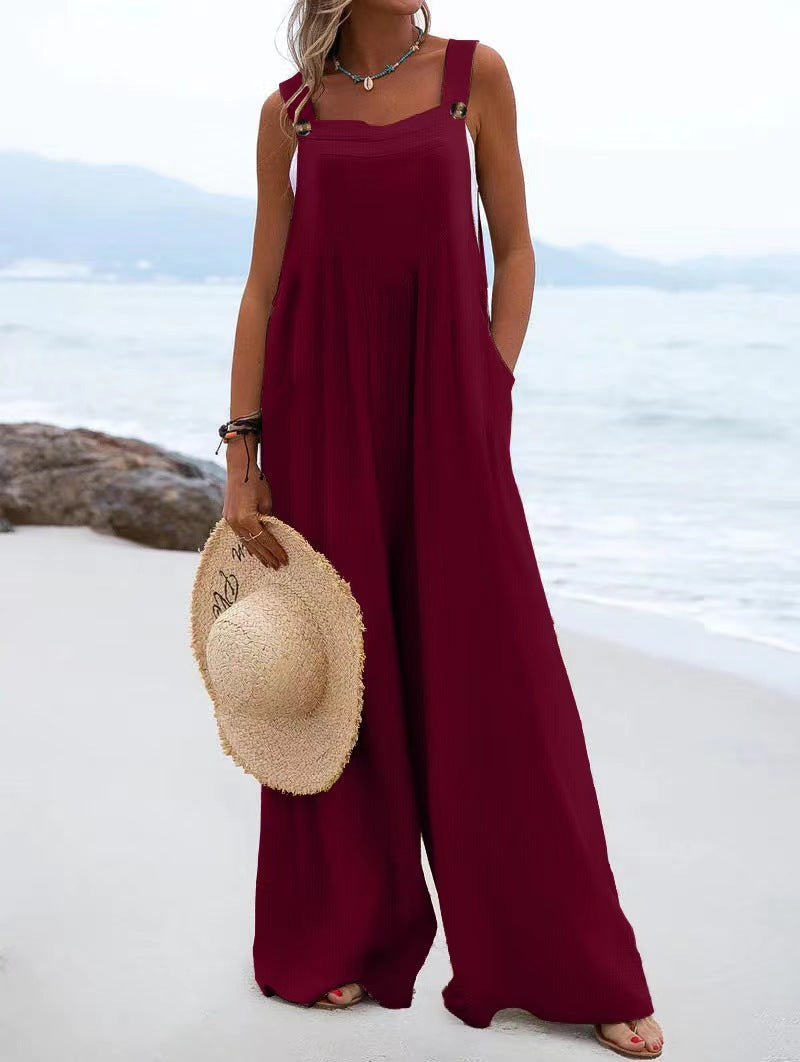 Dame Casual Jumpsuit med brede ben og lommer Stilla