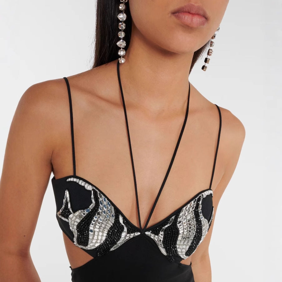 Dame Elegant Aftenkjole med Funkelelementer Stilla