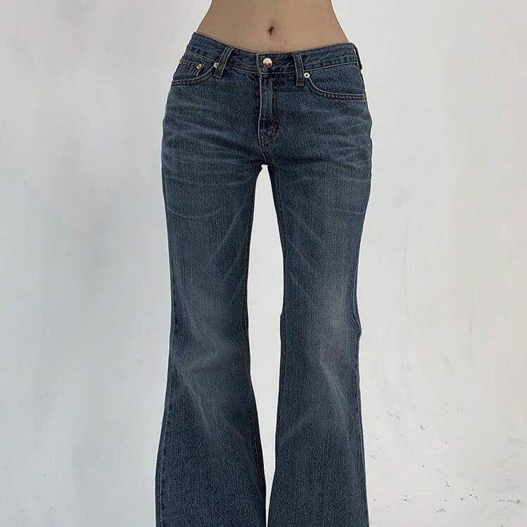 Dame Flared Jeans med høj talje og let Used-Look Stilla