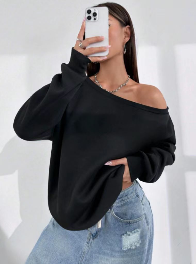 Dame afslappet Off-Shoulder sweater med løs pasform Stilla