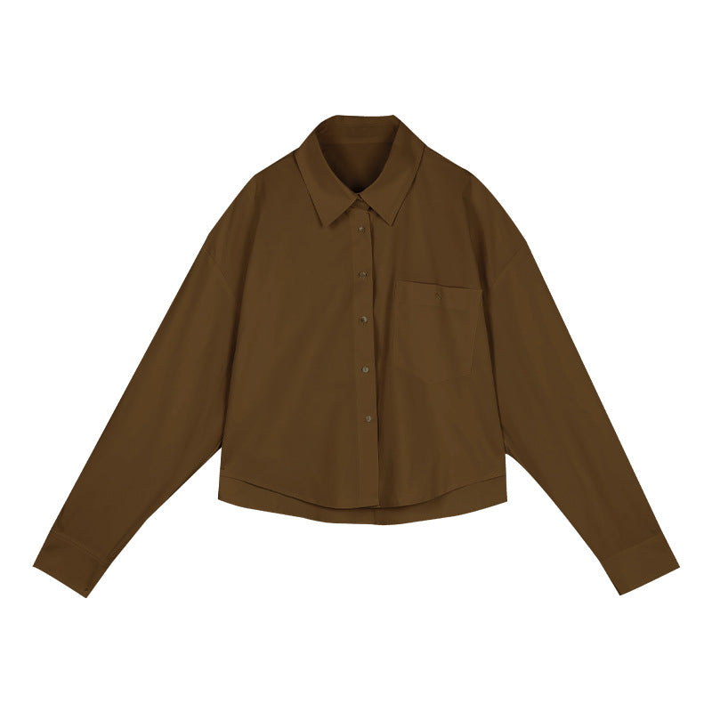 Dame cropped skjorte med moderne snit og praktiske detaljer Stilla