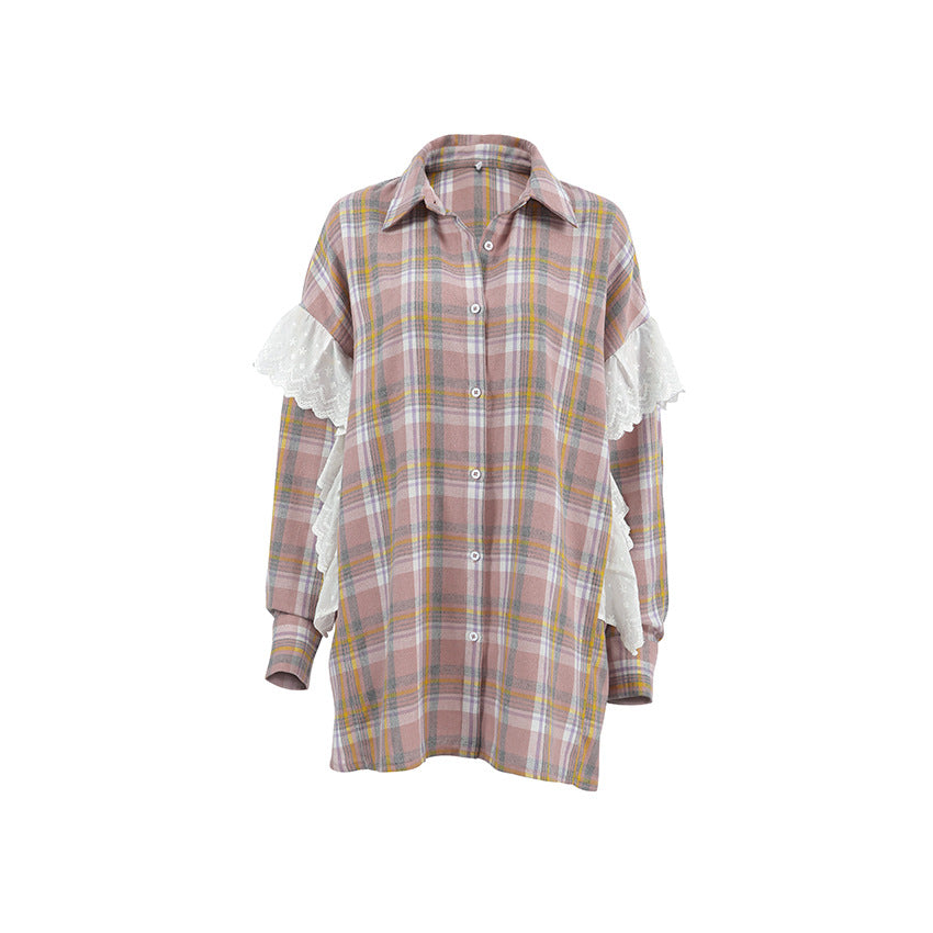 Dame ternet Skjorte med Spidsbesætning og Løs Skæring Stilla