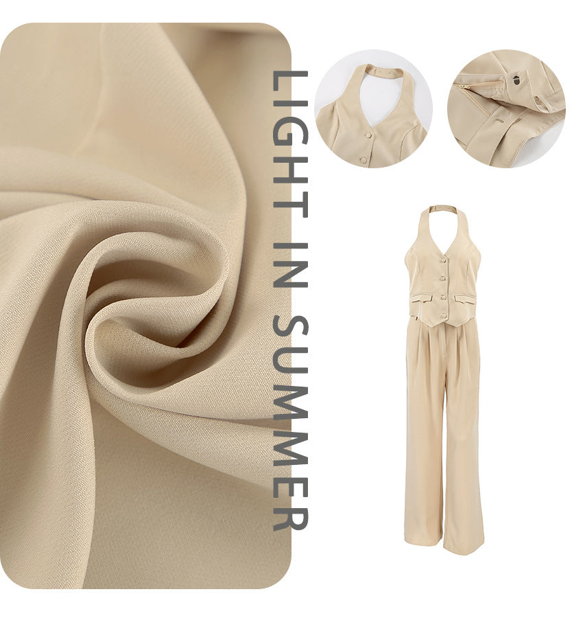 Dame Elegant Blazer med Bukse-Sæt og Høj Talje Stilla