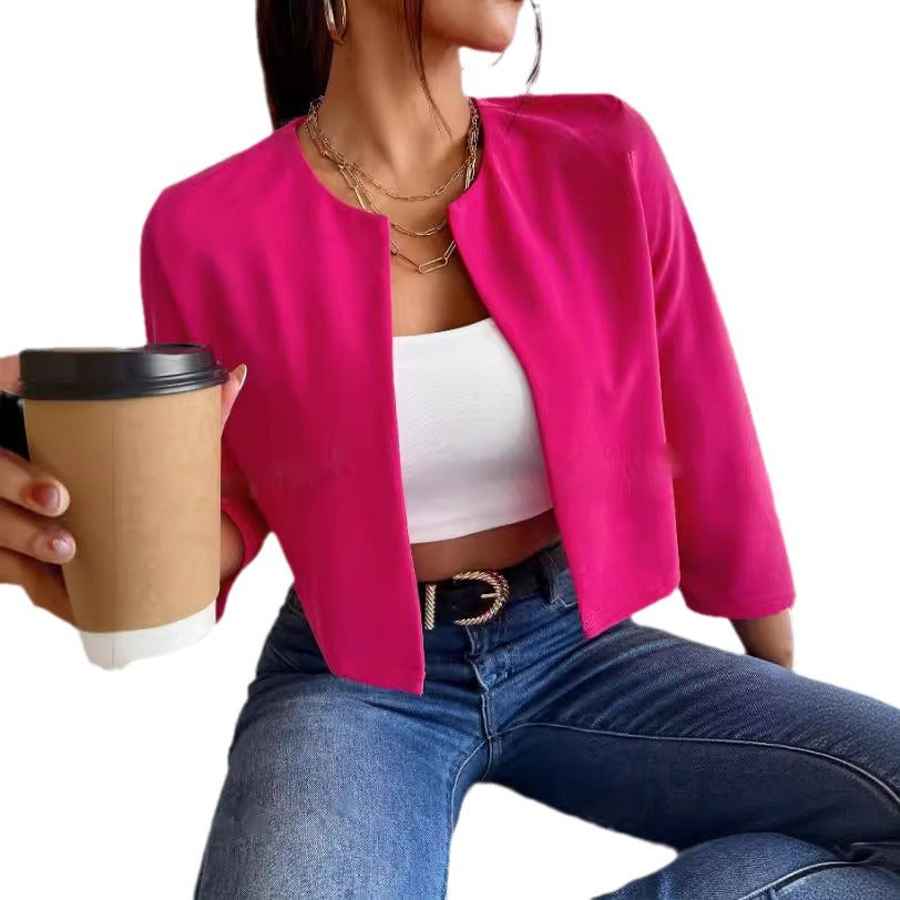 Dame afslappet kort blazer med struktureret stof Stilla