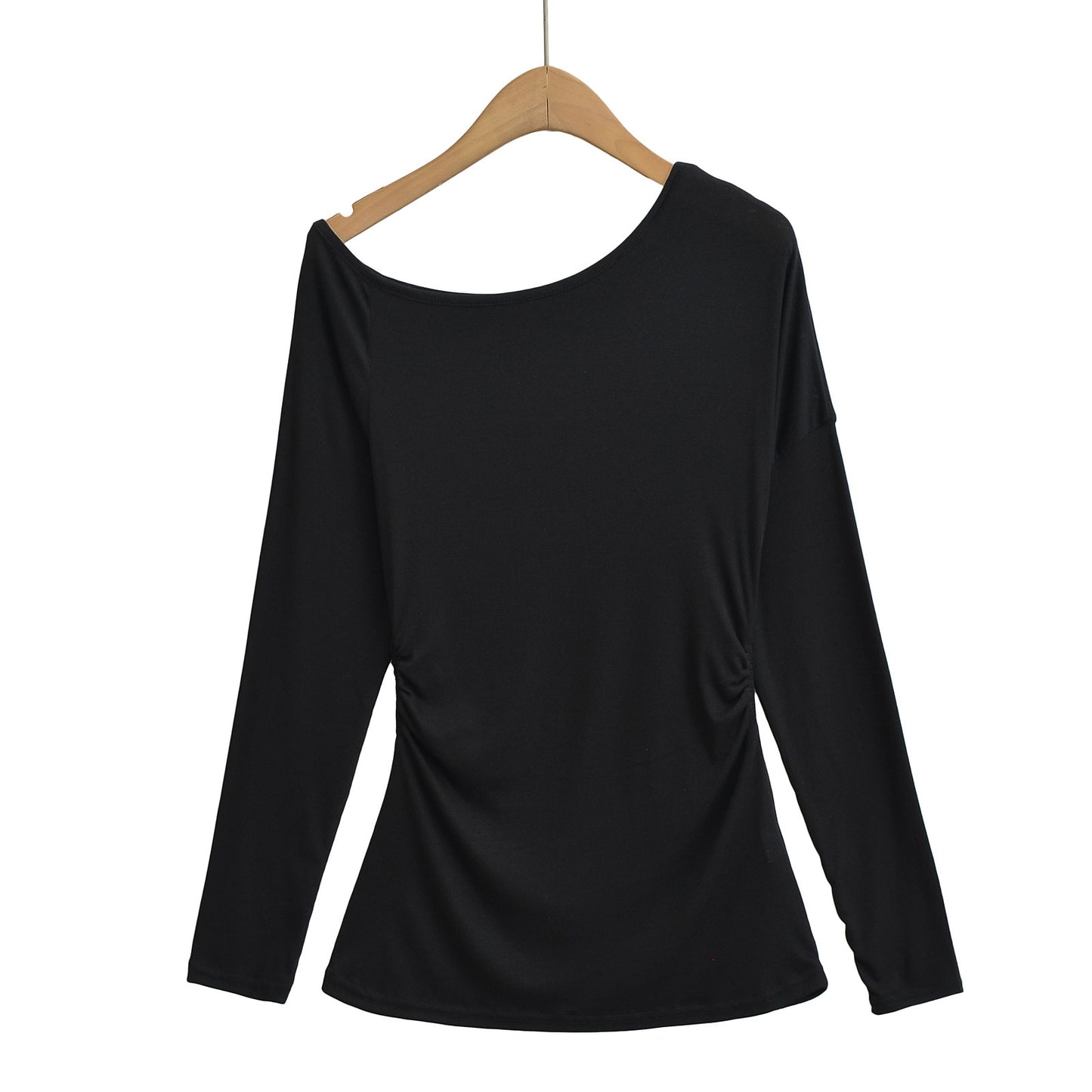 Dame afslappet langærmet top med asymmetrisk skæring og elegant drapering-detalje Stilla