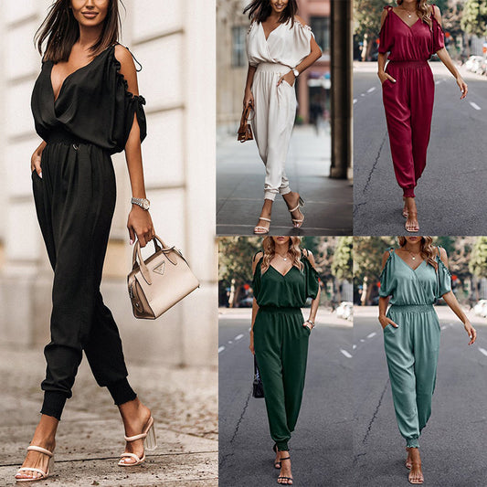 Damer Elegant Jumpsuit med skulderfrihed og smalle ben Stilla