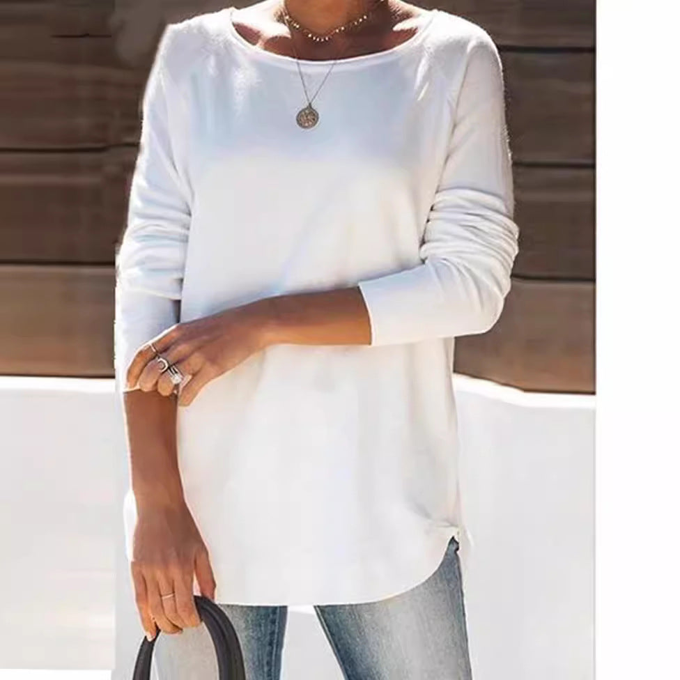 Dame afslappet langærmet skjorte med asymmetrisk snit Stilla