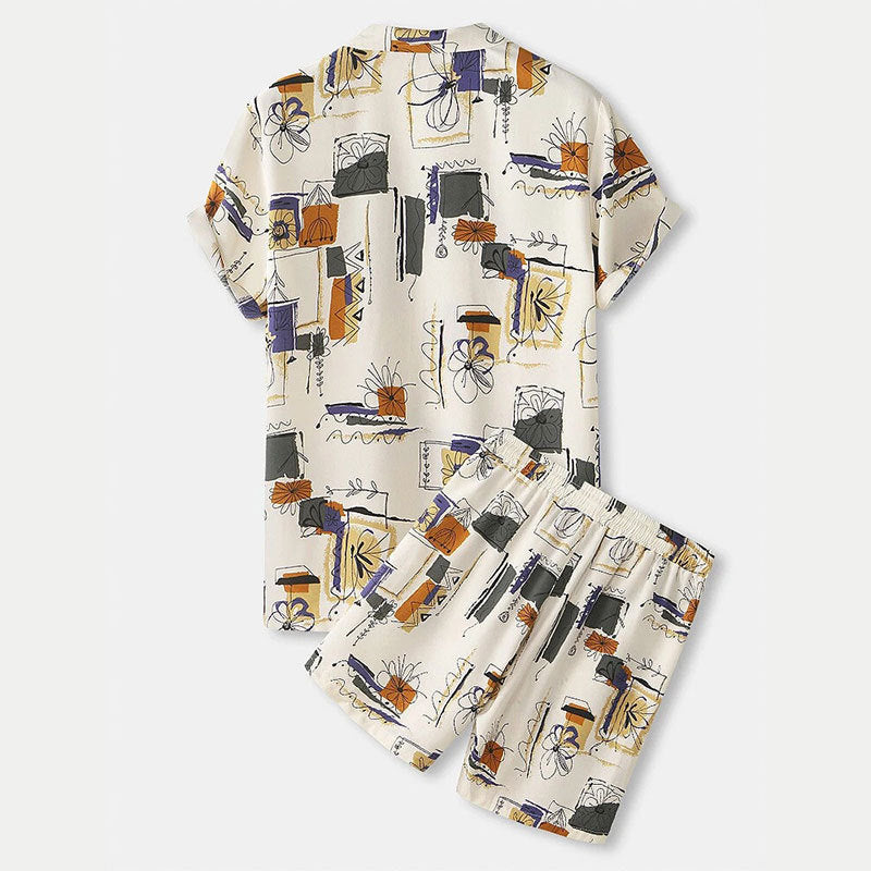 Dame afslappet pyjamas sæt med kreativ grafikdesign Stilla