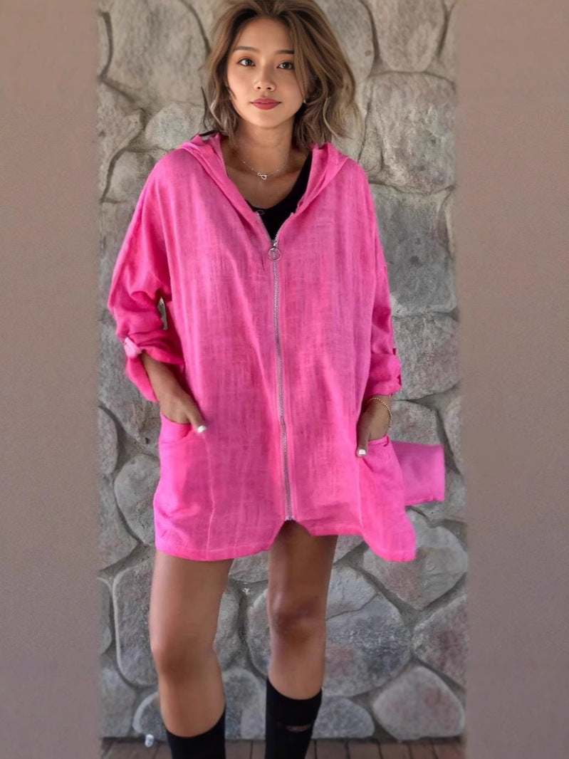 Dame afslappet hættejakke med lynlås og praktiske lommer Stiila