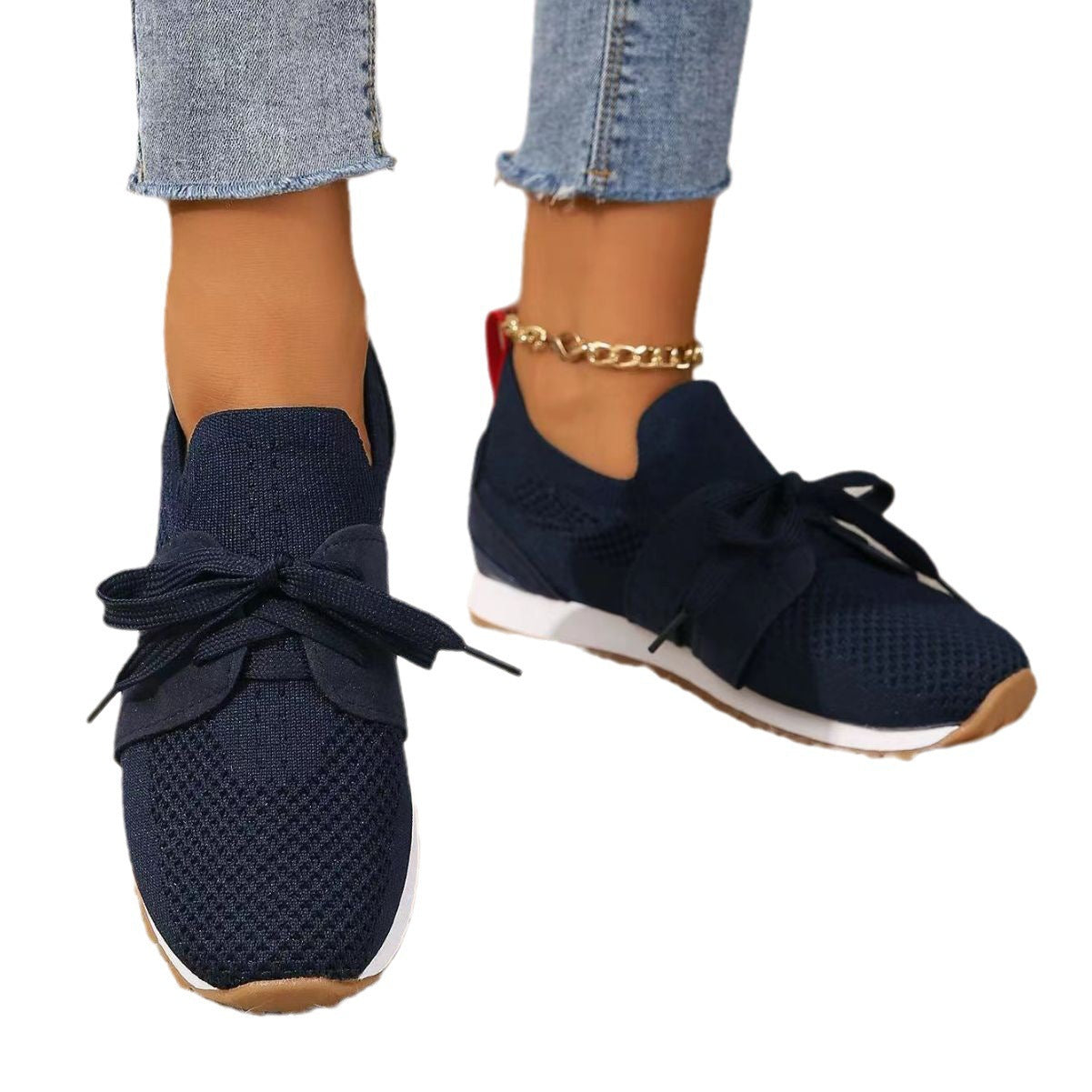 Dame Åndbare Sneakers med elastisk Overdel og fashionable Skoletøj Stilla