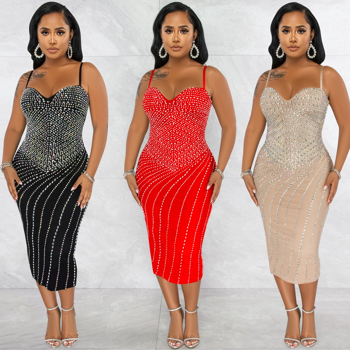 Dame Elegant aften kjole med skinnende pailetter og tætsiddende snit Stilla