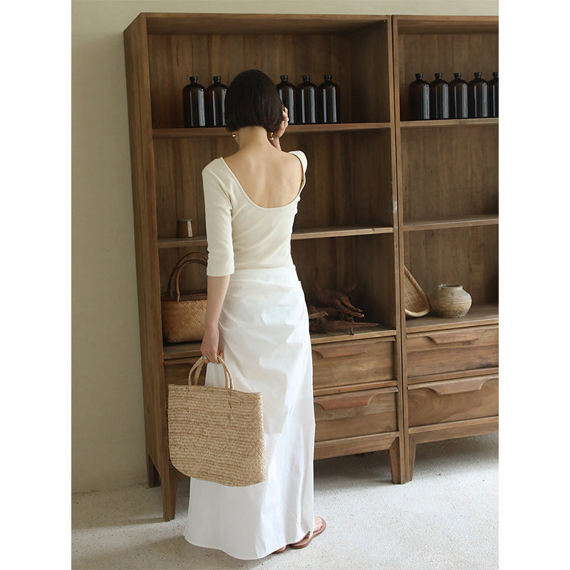 Dame elastisk maxiskørt med højkvalitets strækstof og komfortabel talje Stilla