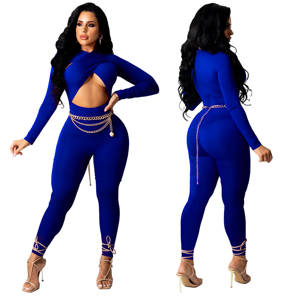 Dame Cut-Out Jumpsuit med høj talje og raffinerede detaljer Stilla