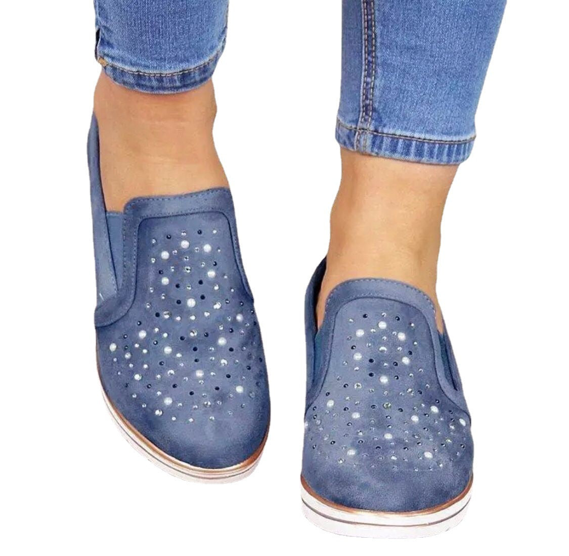 Dame Wedge-sneakers med glitrende applikationer Stilla