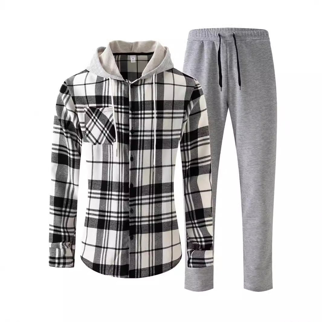 Herrer Jumpsuit med stilfuldt ternet mønster og hyggelig krave Stilla