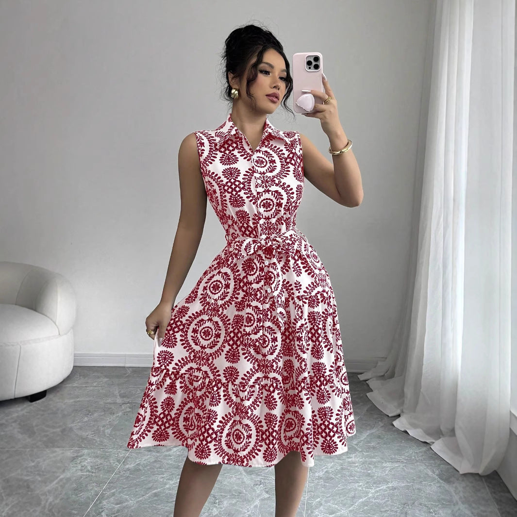 Dame elegant knaplukning skjortekjole Stilla