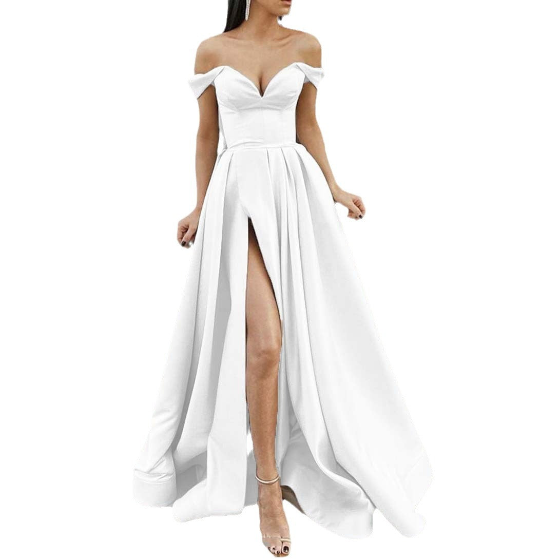 Dame Elegant Ballkjole med skulderløs design og højt slids Stilla