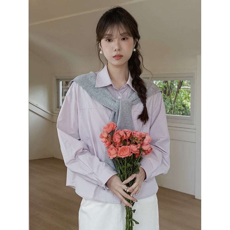 Dame afslappet bluse med en elegant sweaterkrave og moderne snit Stilla