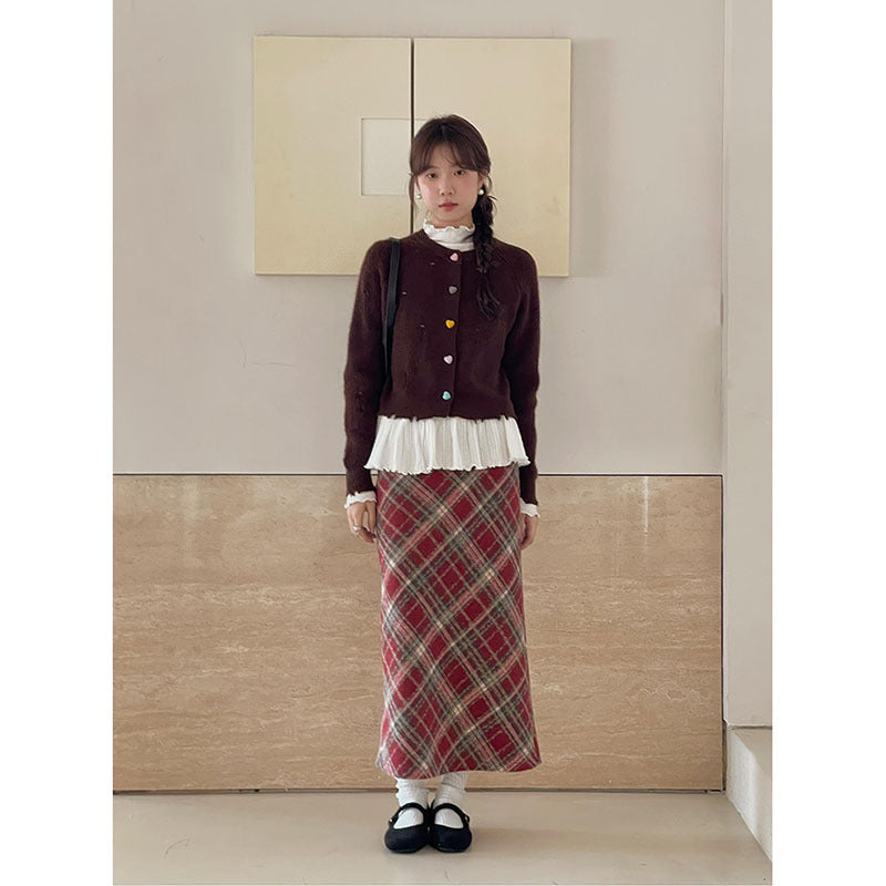 Dame afslappet maxiskørt med ternet design og asymmetrisk snit Stilla