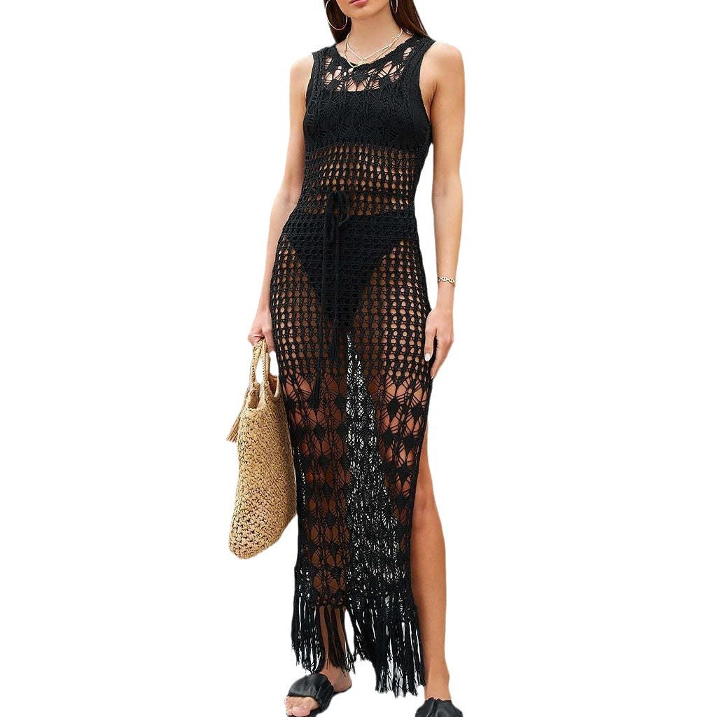 Dame Åben-Ryg Hæklet Maxi Cover-Up Kjole Stilla