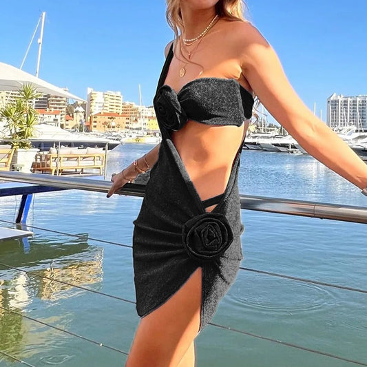 Dame Cut-Out Blomster Akcent Badedragt Kjole Stilla