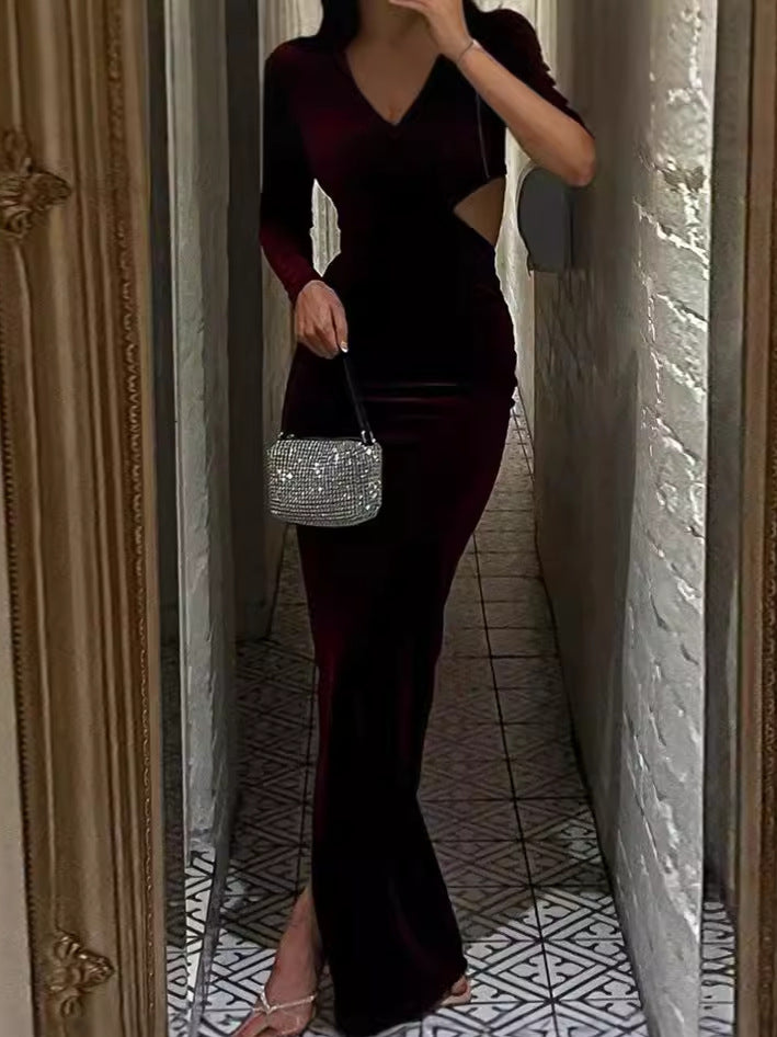 Dame Elegant Ankeldragt med asymmetrisk design og dyb slids Stilla