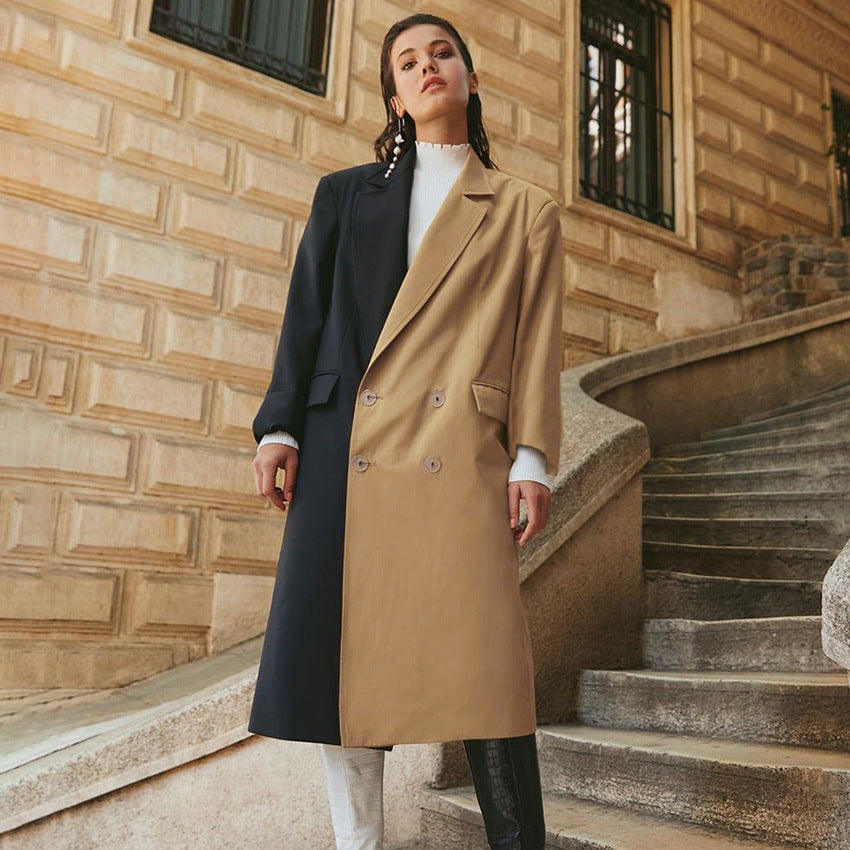 Dame Dobbelt bred Blazer med asymmetrisk Design Stilla