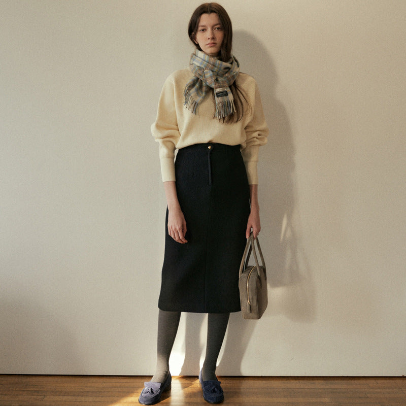 Dame Elegant blyantskørt med fint strukturmønster Stilla