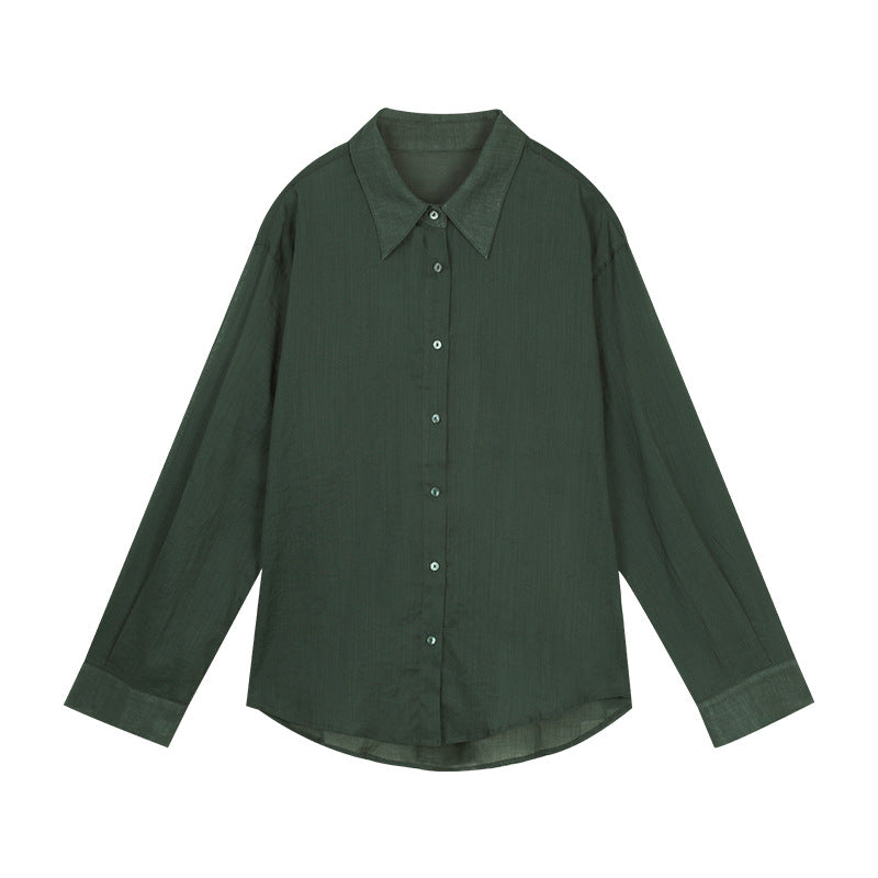 Dame elegant bluse med fin vævstruktur og klassiske knapdetaljer Stilla