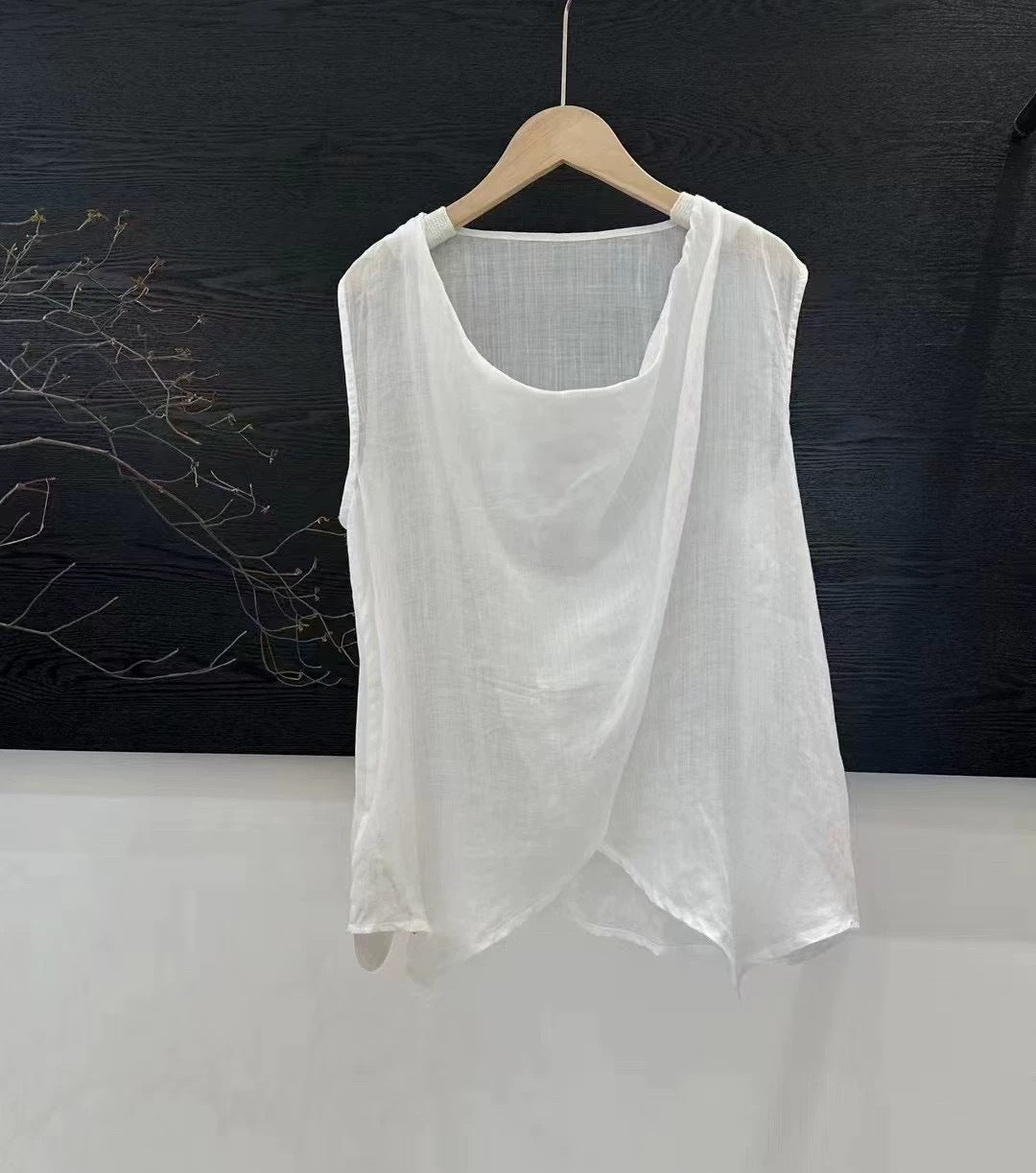 Dame Draperet Linned Ærmeløs Top Stilla