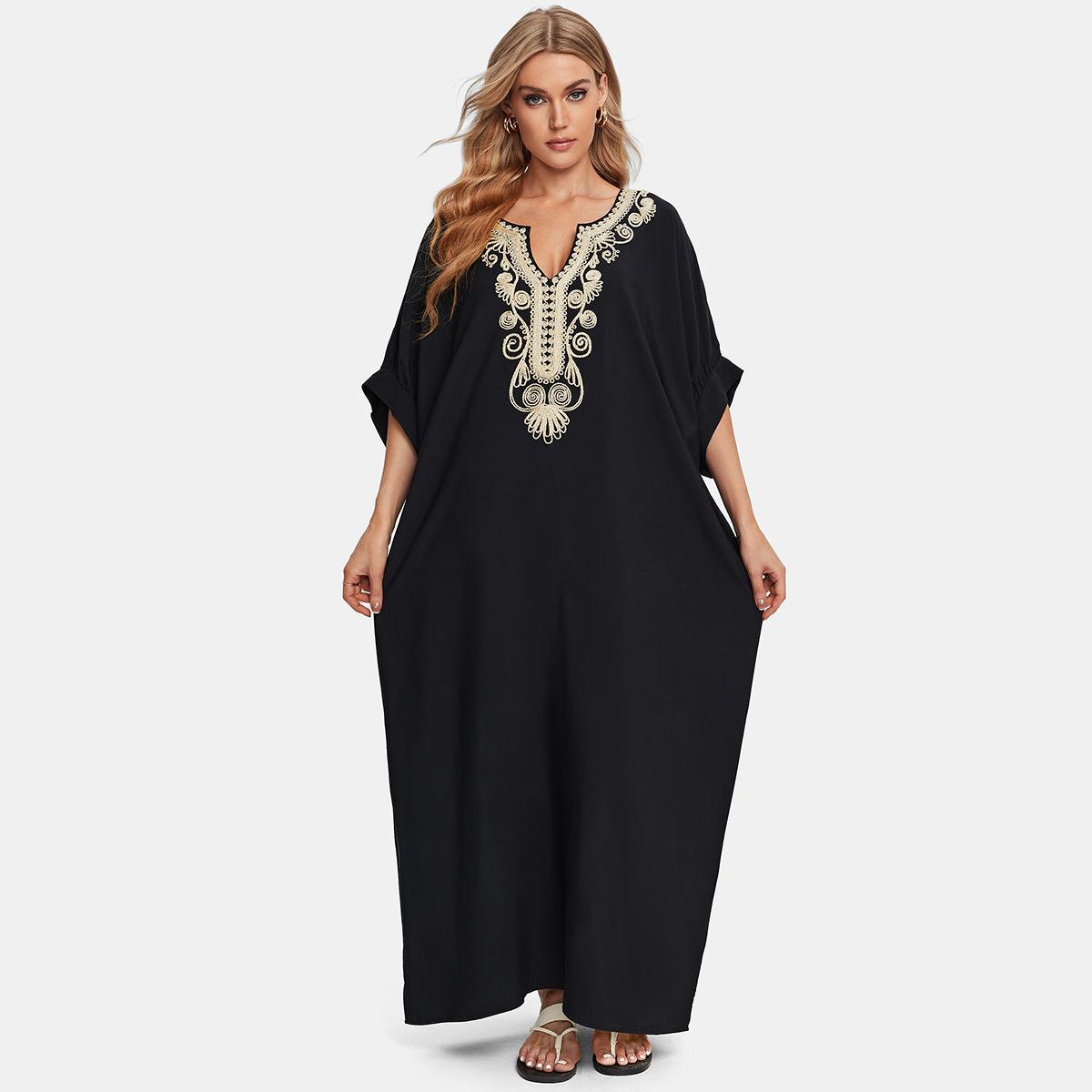 Dame Elegant Kaftan med kunstneriske broderier Stilla