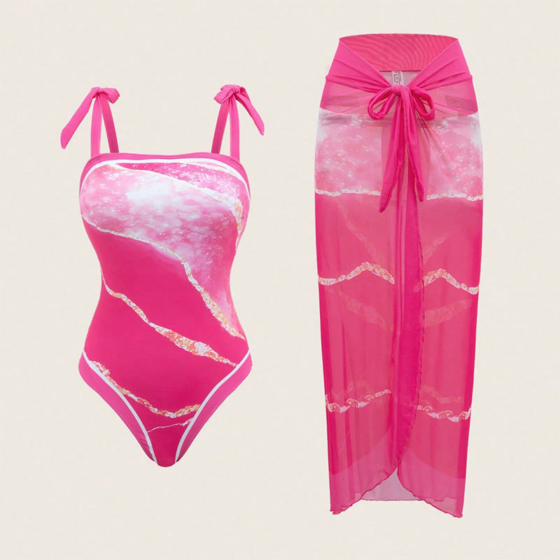Dame Cut-Out Én-delt Badedragt og gennemsigtig Cover-Up Sæt Stilla