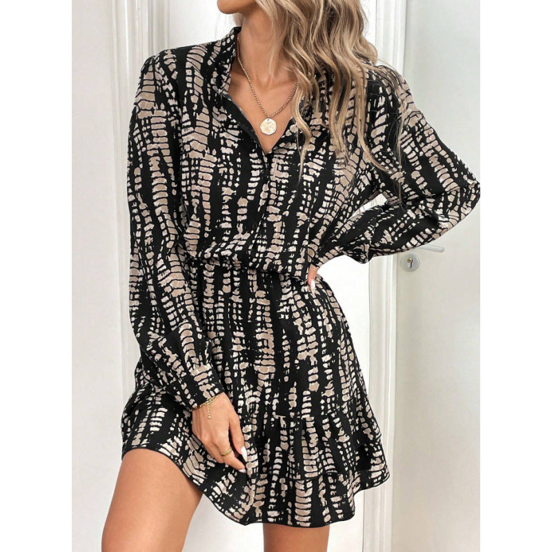 Dame Abstrakt Tryk Mini Kjole Stilla