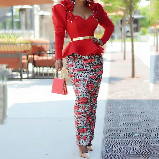 Dame Elegant Blusekjole med blomsterakcenter og figursyet snit Stilla