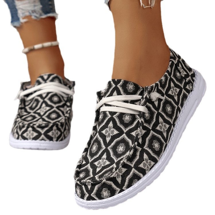 Dame afslappede fritidssko med moderigtigt fodbold- og leopardmønster Stilla