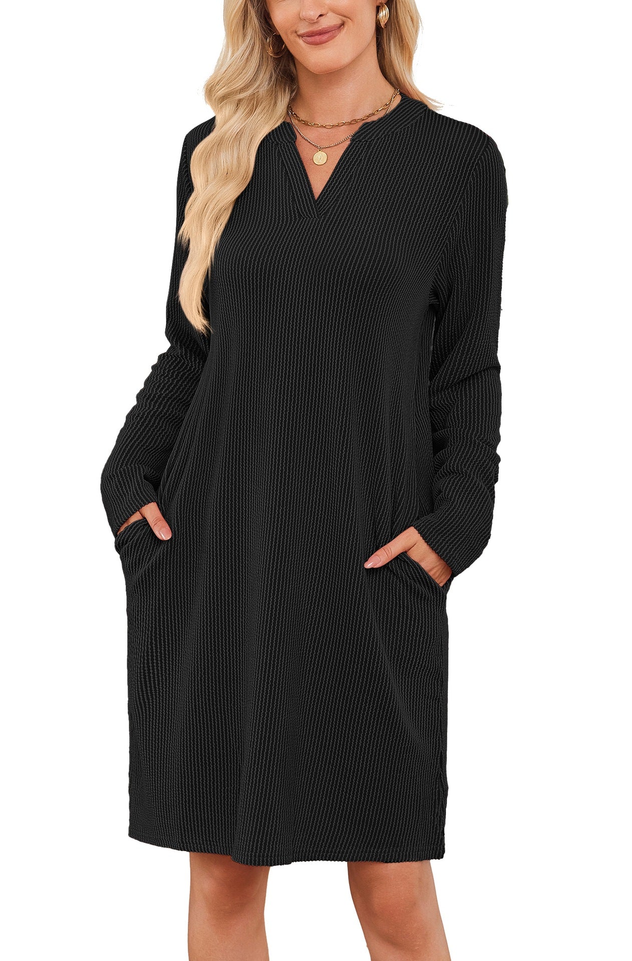 Dame afslappet fritidskjole med lommer Stilla