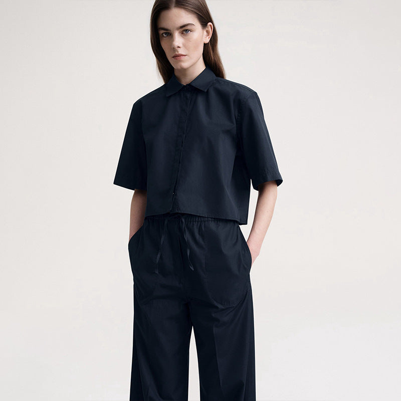 Dame cropped bluse med elegante detaljer og højkvalitetsstof Stilla