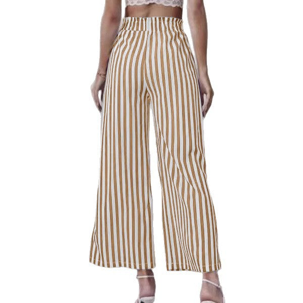 Dame Elegant Høj Talje Palazzo Bukser med Sideslids og Bindebælte Stilla