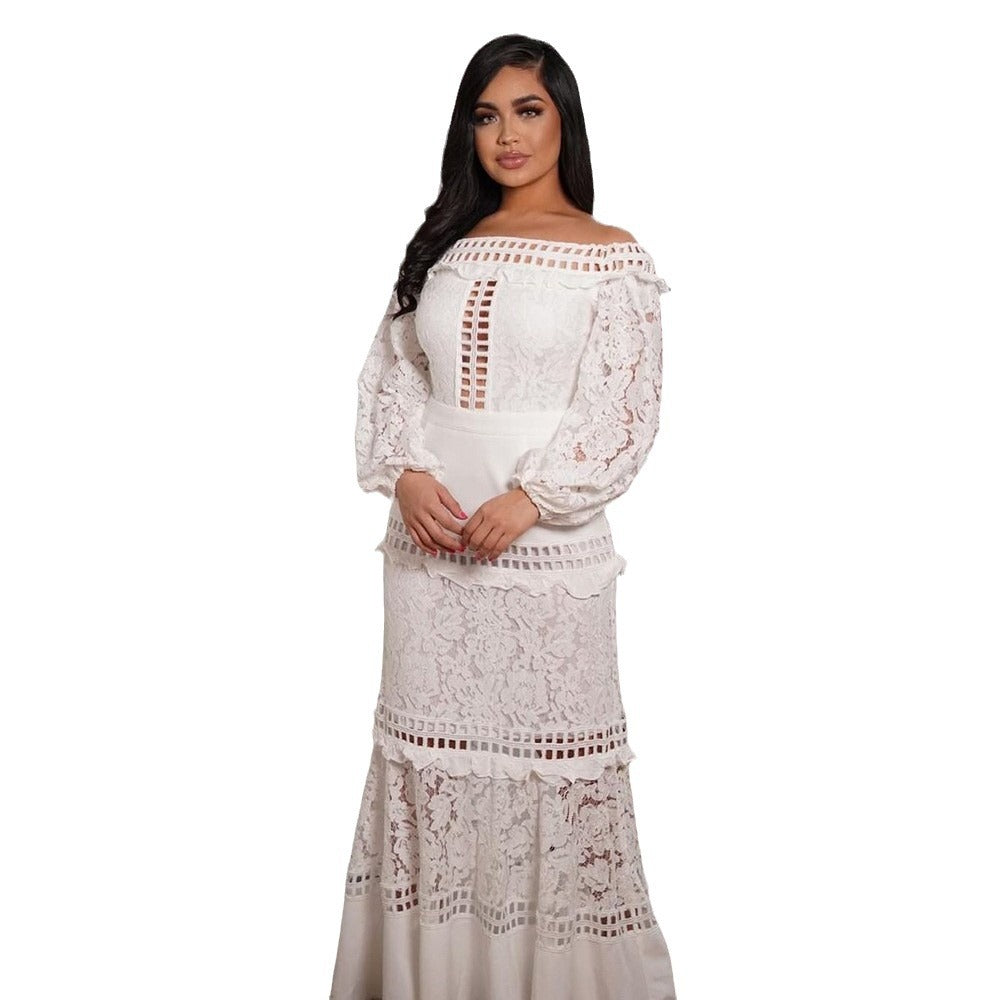 Dame Elegant brudekjole med romantiske blonde- og flæse detaljer Stilla