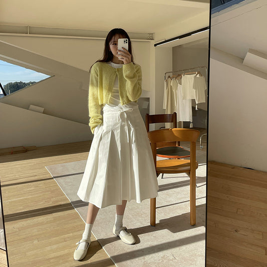 Dame cropped strikjakke med højkvalitets uldblanding og blød tekstur Stilla