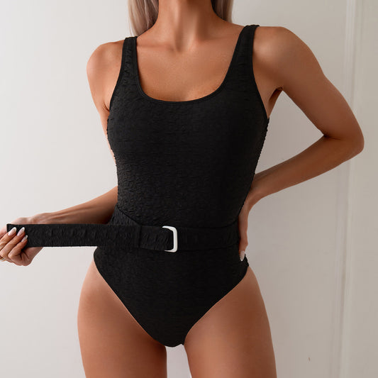 Dame Elegant ét stykke badedragt med formende bælte og struktureret design Stilla