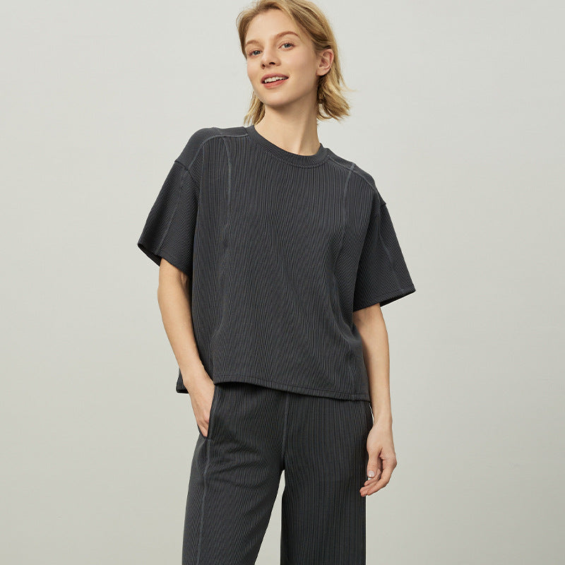 Dame afslappet oversized sports t-shirt i åndbart strukturstof Stilla