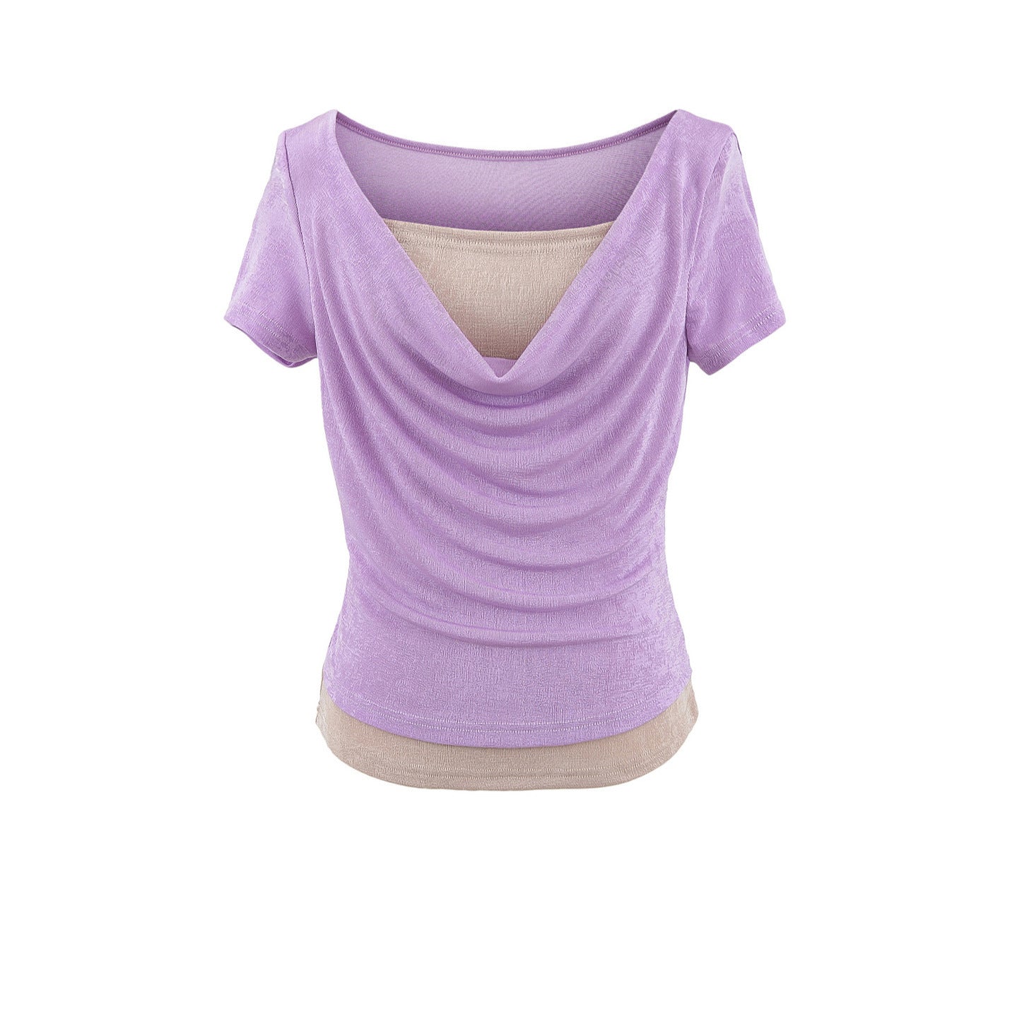 Dame elegant drapeetop med legende design og rund halsudskæring Stilla