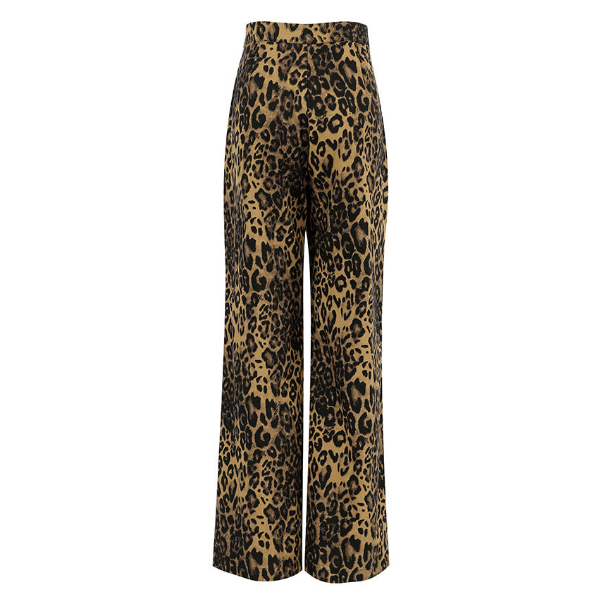 Dame afslappede Palazzo-bukser i trendy leoparddesign Stilla