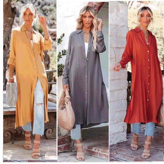 Dame afslappet og elegant skjorte med bælte Stilla